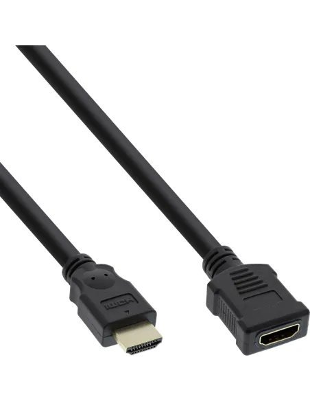 InLine Cavo HDMI-High Speed, Prolunga, 2m, 3D, dorato, nero, M-F