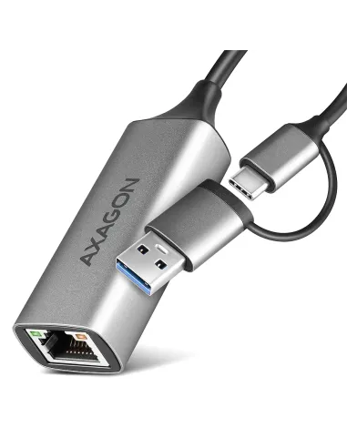 Axagon ADE-TXCA Gigabit Ethernet Adapter USB-C+ USB-A - titangrau - Adapter - Digital Daten 1000 Mbit s