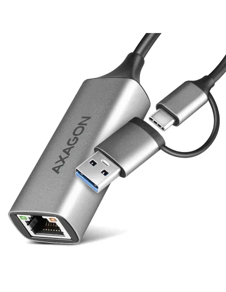 Axagon ADE-TXCA Gigabit Ethernet Adapter USB-C+ USB-A - titangrau - Adapter - Digital Daten 1000 Mbit s