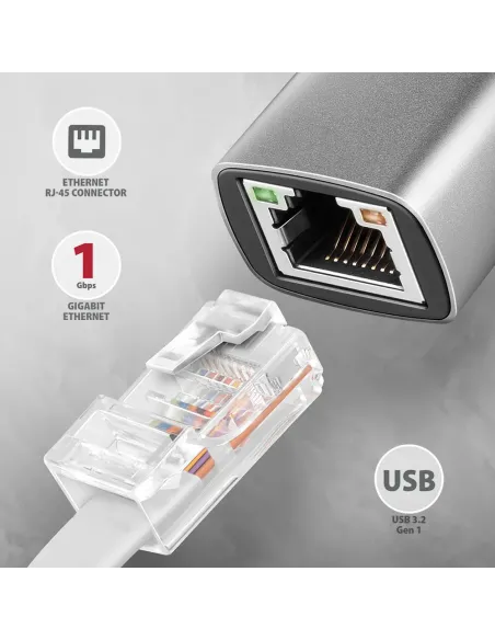 Axagon ADE-TXCA Gigabit Ethernet Adapter USB-C+ USB-A - titangrau - Adapter - Digital Daten 1000 Mbit s