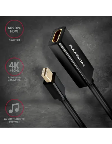 Axagon RVDM-HI14N cavo e adattatore video 0,15 m Mini DisplayPort HDMI Nero