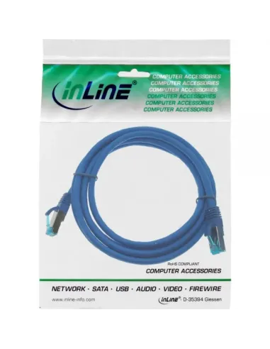 InLine Cavo patch Lan, S FTP(PiMf), Cat.6a, 500MHz, CU, halogenf., blu, 5m