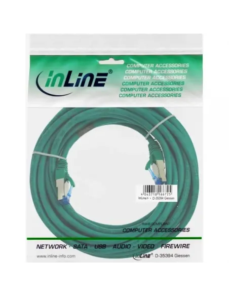 InLine Cavo patch Lan, S FTP(PiMf), Cat.6a, 500MHz, CU, halogenf., verde, 10m