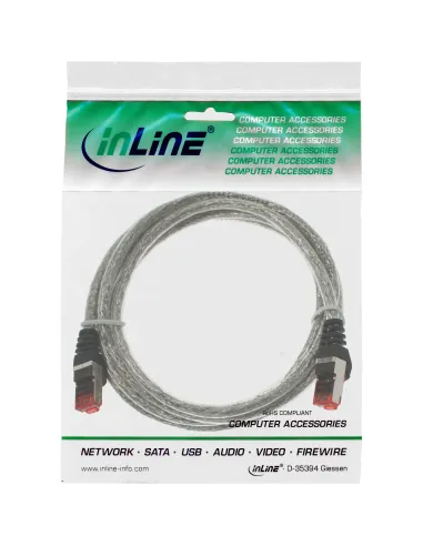 InLine Cavo patch Lan, S FTP (PiMf), Cat.6, 250 MHz, PVC, CU, trasparente, 3m