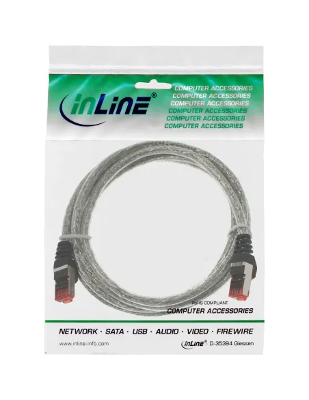 InLine Cavo patch Lan, S FTP (PiMf), Cat.6, 250 MHz, PVC, CU, trasparente, 3m