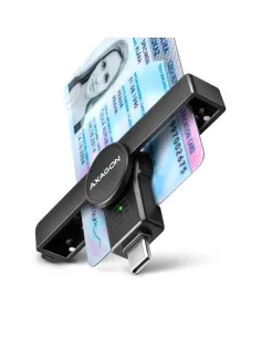 Axagon CRE-SMPC USB-C Smart card ID card PocketReader lettore di card readers Interno USB tipo-C Nero