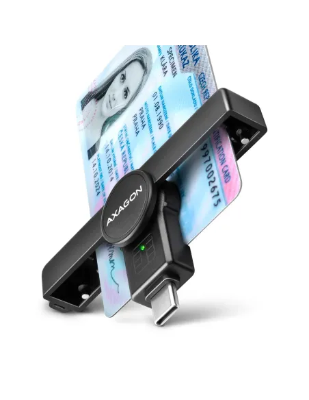 Axagon CRE-SMPC USB-C Smart card ID card PocketReader lettore di card readers Interno USB tipo-C Nero