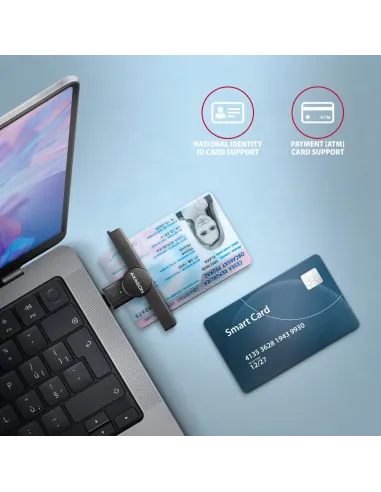 Axagon CRE-SMPC USB-C Smart card ID card PocketReader lettore di card readers Interno USB tipo-C Nero
