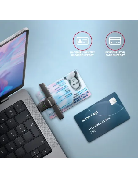 Axagon CRE-SMPC USB-C Smart card ID card PocketReader lettore di card readers Interno USB tipo-C Nero