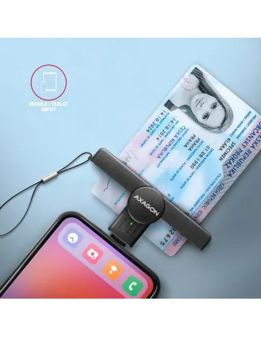 Axagon CRE-SMPC USB-C Smart card ID card PocketReader lettore di card readers Interno USB tipo-C Nero