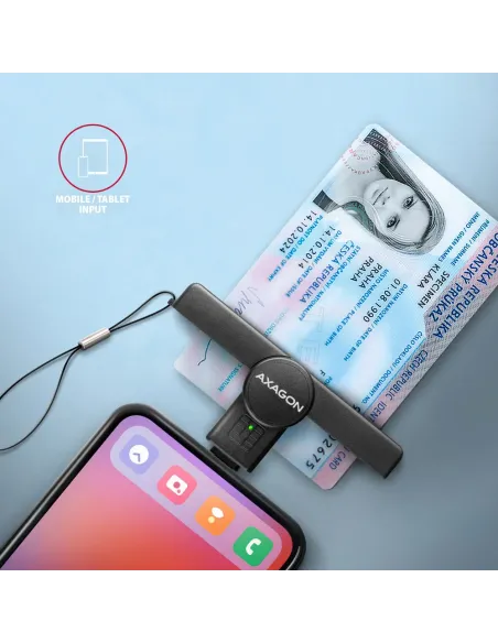 Axagon CRE-SMPC USB-C Smart card ID card PocketReader lettore di card readers Interno USB tipo-C Nero
