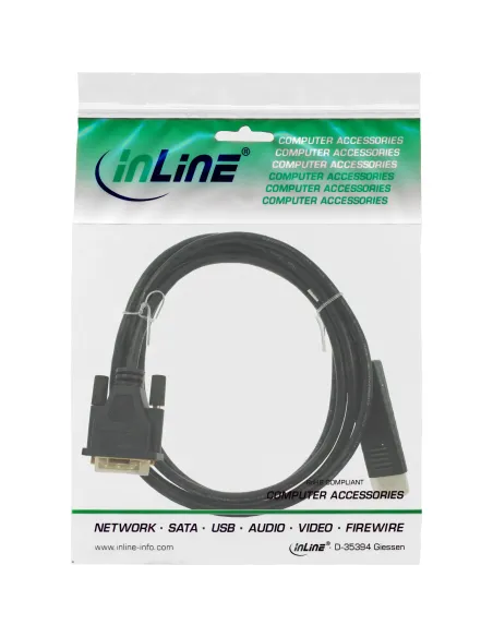 InLine Cavo DisplayPort maschio a DVI-D 24+1 maschio, 1m, dorato, nero