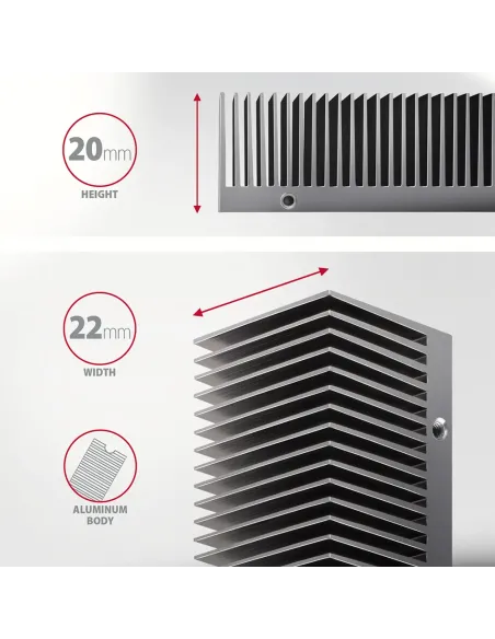 Axagon CLR-M2XT M.2 SSD Passivkühler Aluminium - 2280 M.2 NVMe SSD, Unità allo stato solido Dissipatore di calore Radiatore