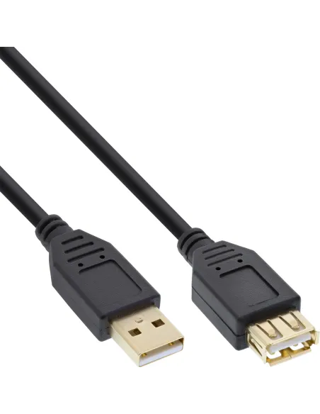 InLine Cavo USB 2.0 A maschio A femmina, prolunga, dorato, nero, 1m