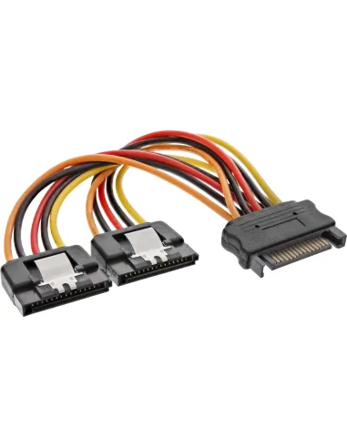 InLine Cavo di alim. a Y, 1x Sata 15pin M a 2x SATA 15pin F, con ling., 0,15m