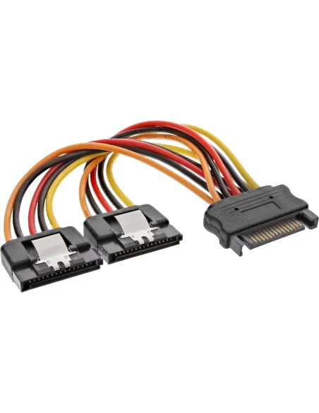 InLine Cavo di alim. a Y, 1x Sata 15pin M a 2x SATA 15pin F, con ling., 0,15m