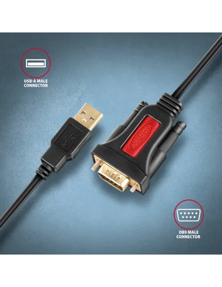 Axagon ADS-1PSN USB-A 2.0 - serial RS-232 DB9-M Prolific adapter cable 1.5m - Adapter - Digital Daten cavo seriale Nero 1,5 m