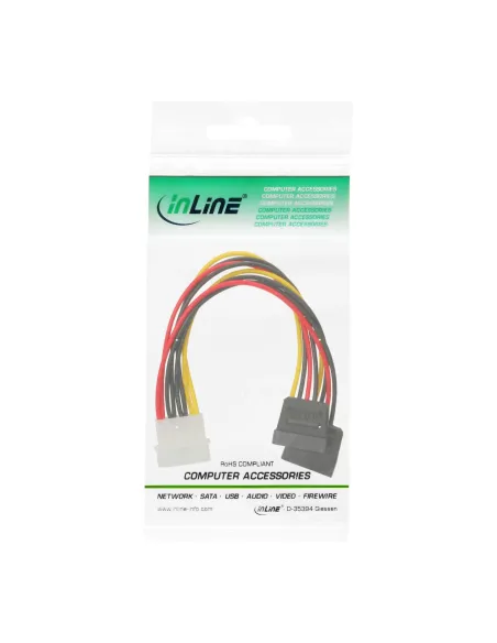 InLine Cavo adattatore di alimentazione, 1x 5,25" M a 2x SATA 15pin, 0,20m