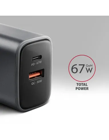 Axagon ACU-PQ67 Caricabatterie per dispositivi mobili Universale Nero, Grigio AC Ricarica rapida Interno