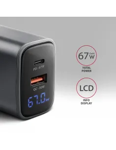 Axagon ACU-PQ67D Caricabatterie per dispositivi mobili Universale Nero, Grigio AC Ricarica rapida Interno 2