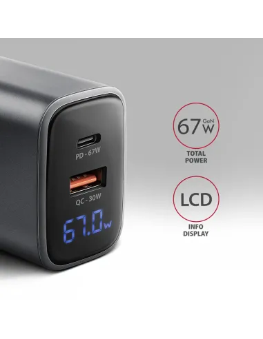 Axagon ACU-PQ67D Caricabatterie per dispositivi mobili Universale Nero, Grigio AC Ricarica rapida Interno