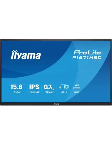 iiyama ProLite P1671HSC-B1 Monitor PC 39,6 cm (15.6") 1920 x 1080 Pixel Full HD LED Nero