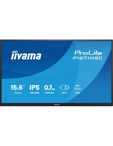 iiyama ProLite P1671HSC-B1 Monitor PC 39,6 cm (15.6") 1920 x 1080 Pixel Full HD LED Nero