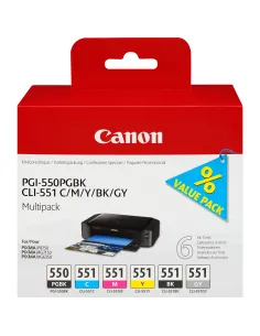 Canon Cartuccia d'inchiostro Multipack PGI-550 PGBK CLI-551 BK C M Y GY