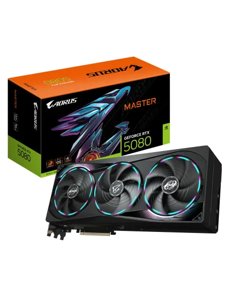 GIGABYTE AORUS GeForce RTX 5080 MASTER 16G Scheda Grafica - 16GB GDDR7, 256 bit, PCI-E 5.0, 2805MHz Core Clock, 3 x