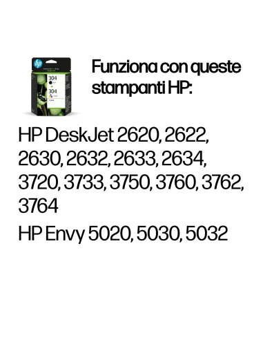 HP Confezione da 2 cartucce di inchiostro nero in tricromia originali 304