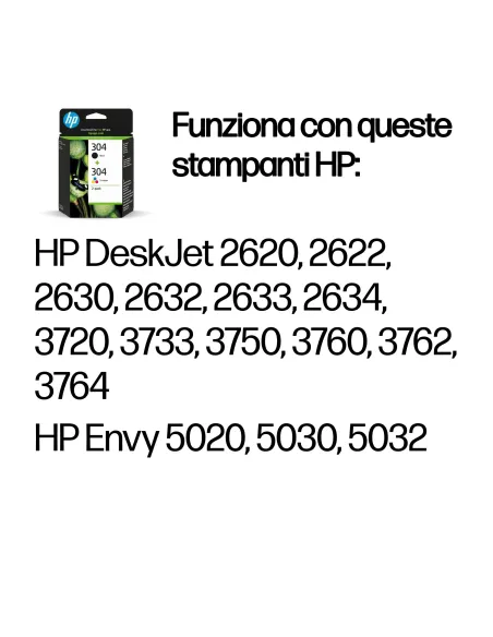 HP Confezione da 2 cartucce di inchiostro nero in tricromia originali 304