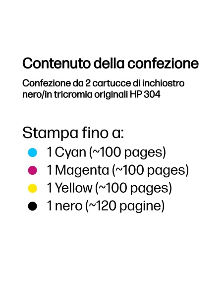 HP Confezione da 2 cartucce di inchiostro nero in tricromia originali 304