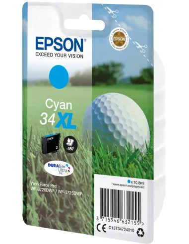 Epson Golf ball Singlepack Cyan 34XL DURABrite Ultra Ink