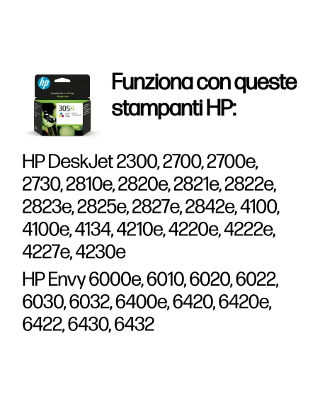 HP Cartuccia di inchiostro tricromia originale ad alta capacità 305XL