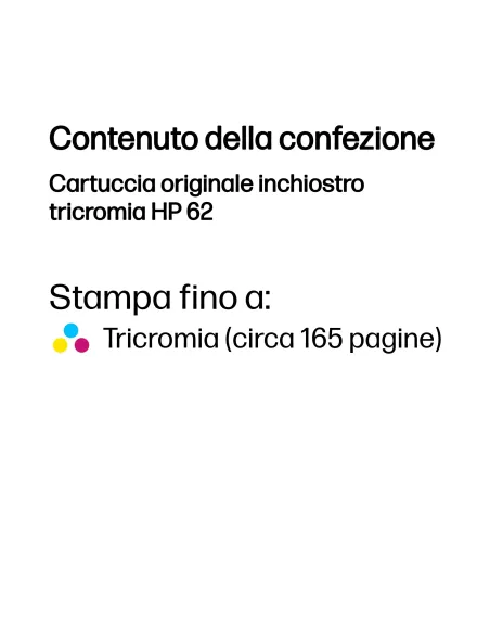 HP Cartuccia originale inchiostro tricromia 62