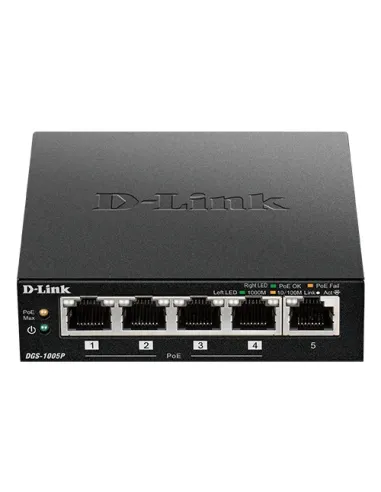 D-Link DGS-1005P E switch di rete Non gestito Gigabit Ethernet (10 100 1000) Supporto Power over Ethernet (PoE) Nero