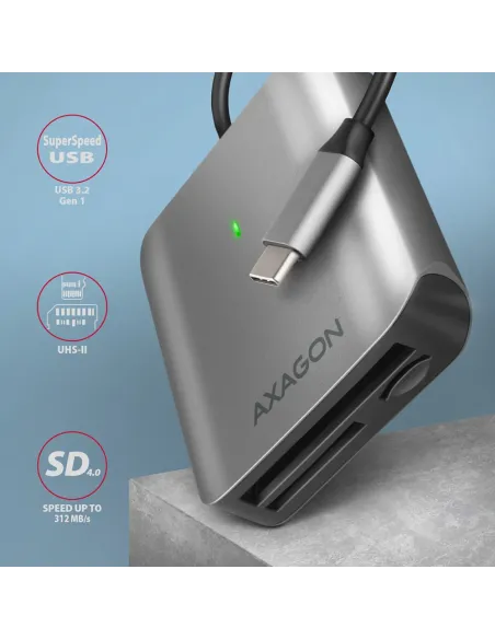 Axagon CRE-S3C lettore di schede USB 3.2 Gen 1 (3.1 Gen 1) Type-C Grigio