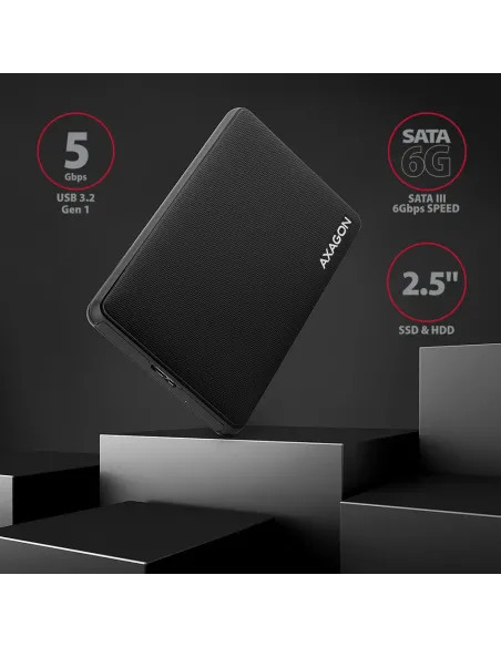 Axagon EE25-SL contenitore di unità di archiviazione Box esterno HDD SSD Nero 2.5"