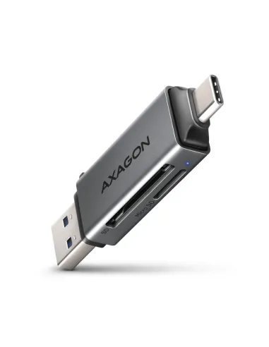 Axagon CRE-DAC USB-C+ USB-A 5 Gbps MINI card reader 2-slot & lun SD microSD lettore di schede USB 3.0 Type-A Type-C Grigio
