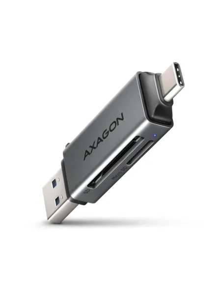 Axagon CRE-DAC USB-C+ USB-A 5 Gbps MINI card reader 2-slot & lun SD microSD lettore di schede USB 3.0 Type-A Type-C Grigio