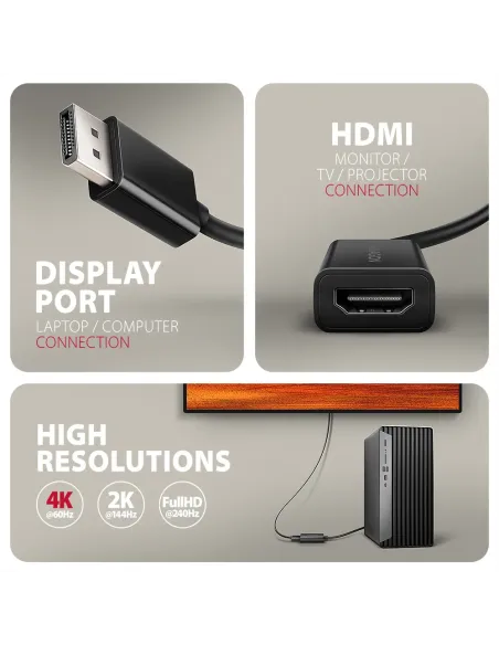 Axagon RVD-HI20N cavo e adattatore video 0,15 m DisplayPort HDMI Nero