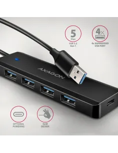 Axagon HUE-C1A hub di interfaccia USB 3.2 Gen 1 (3.1 Gen 1) Type-A 5000 Mbit s Nero 2