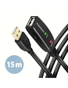 Axagon ADR-215 USB 2.0 A-M - A-F active extension repeater cable 15m - Kabel - Digital Daten cavo USB USB A Nero