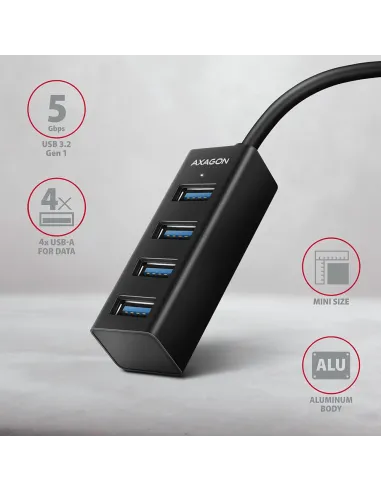 Axagon HUE-M1AL hub di interfaccia USB 3.2 Gen 1 (3.1 Gen 1) Type-A 5000 Mbit s Nero