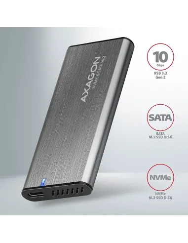 Axagon EEM2-SG2 contenitore di unità di archiviazione Box esterno SSD Grigio M.2