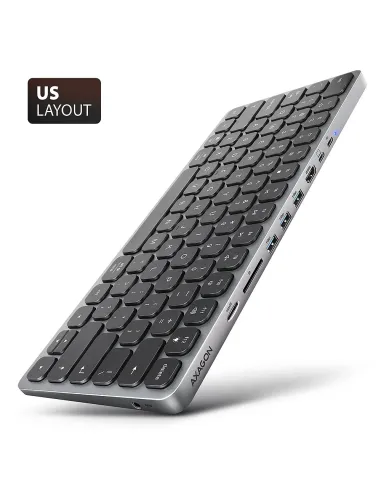 Axagon HMC-KB-US replicatore di porte e docking station per laptop Cablato USB 3.2 Gen 1 (3.1 Gen 1) Type-C Grigio