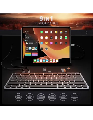 Axagon HMC-KB-US replicatore di porte e docking station per laptop Cablato USB 3.2 Gen 1 (3.1 Gen 1) Type-C Grigio