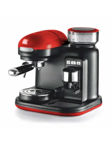 Ariete 1318 Macchina da Caffè con Macinacaffè - 1 filtro - Montalatte - 15 bar - 1080 Watt - 0,8 Litri - Linea Moderna - Rosso