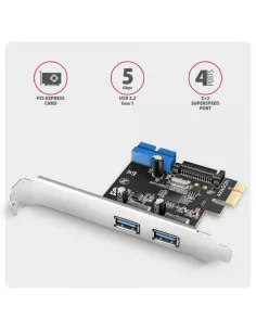 AXAGON PCEU-232RS expansion card, PCIe 4.0 x1, 4x USB 3.0, 2x internal - black 2