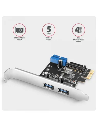 AXAGON PCEU-232RS expansion card, PCIe 4.0 x1, 4x USB 3.0, 2x internal - black